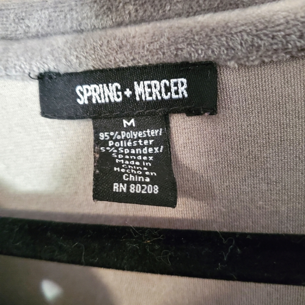 Spring & Mercer Gray Velvet Tie Lace up front Pullover Sweater Size Medium - Picture 3 of 5